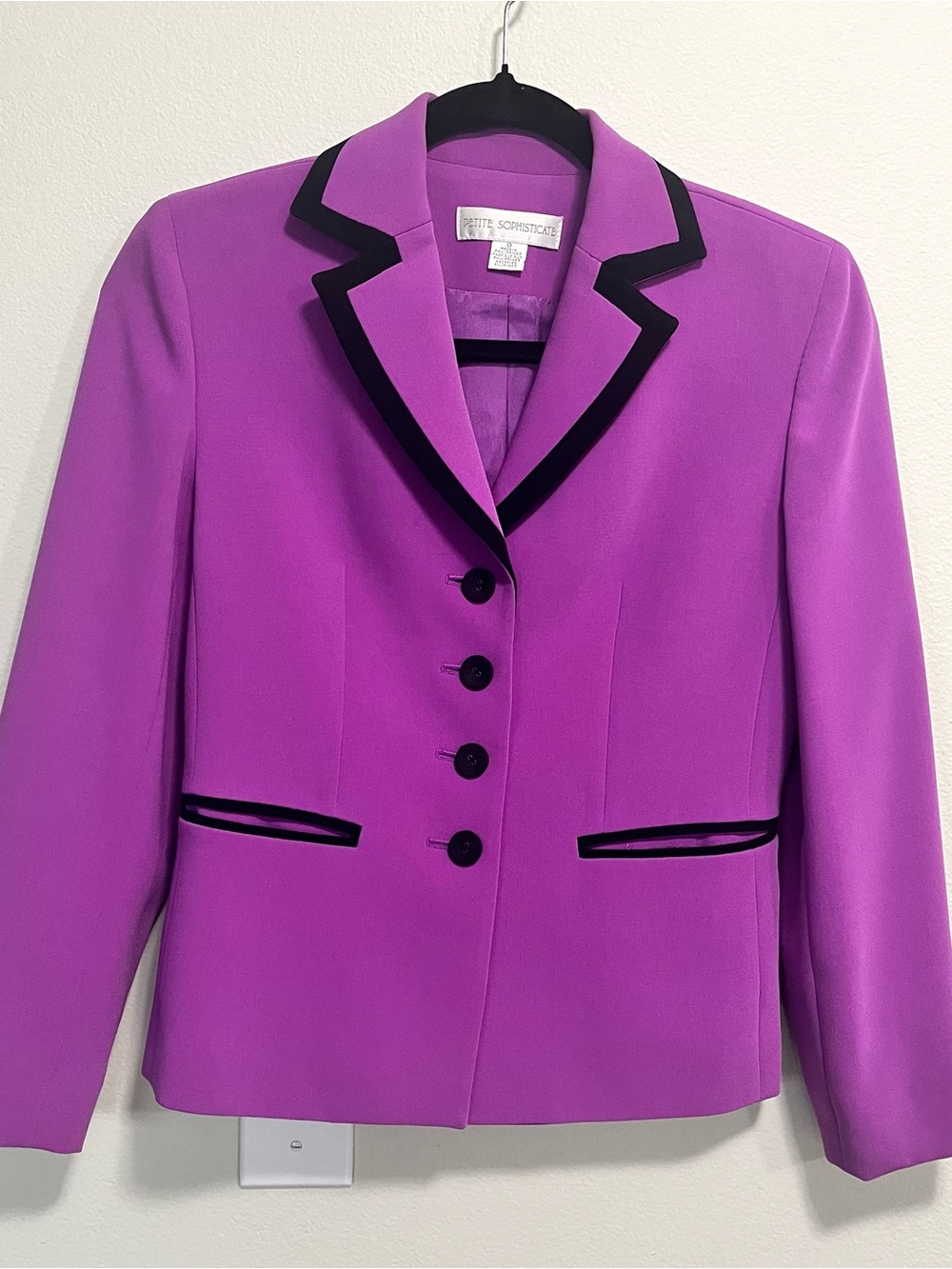 Elegant and Stylish Rich Lilac Petite Suit Jacket/Blazer with Black Trim